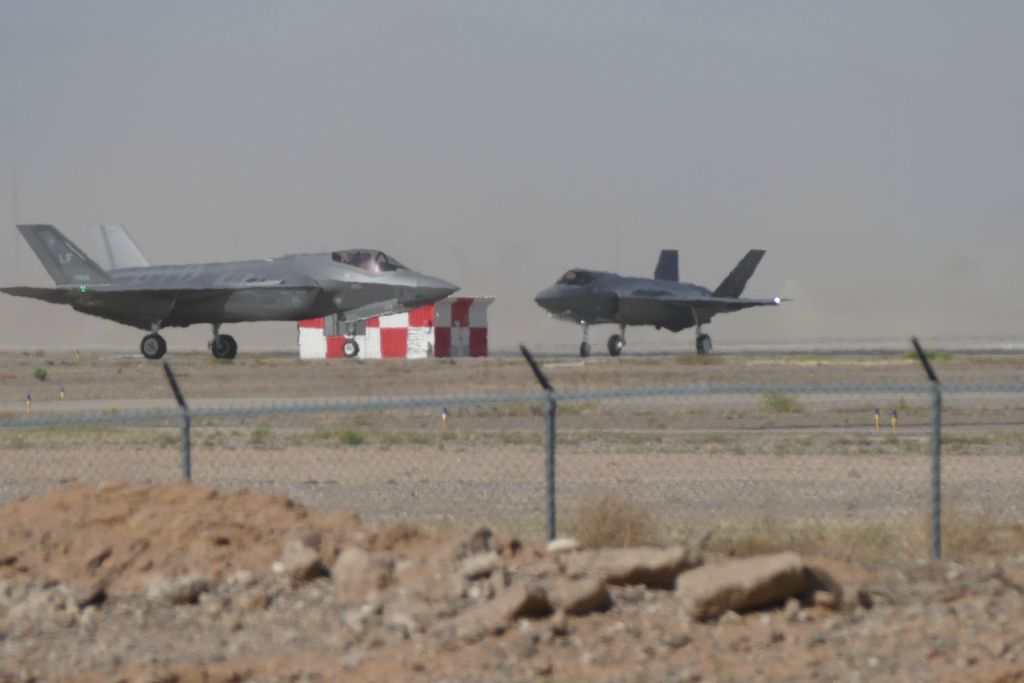 And close by, two F35s at the end of the runway.