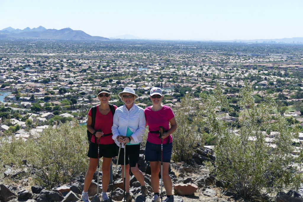 Last day hike to Thunderbird conservancy. From the left: Wendy, June, and Sarah