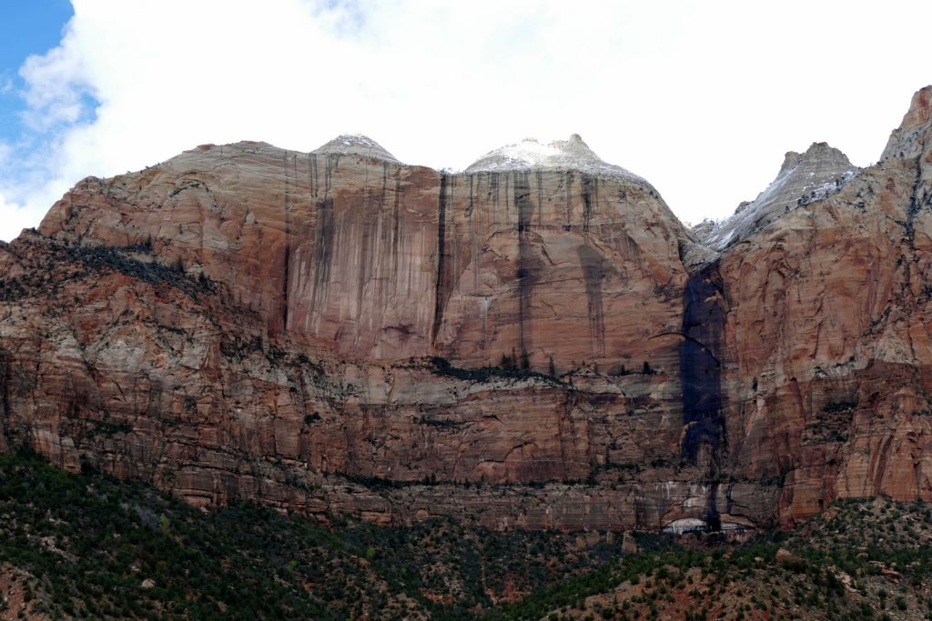 Part of the mountain with the tunnel in it.