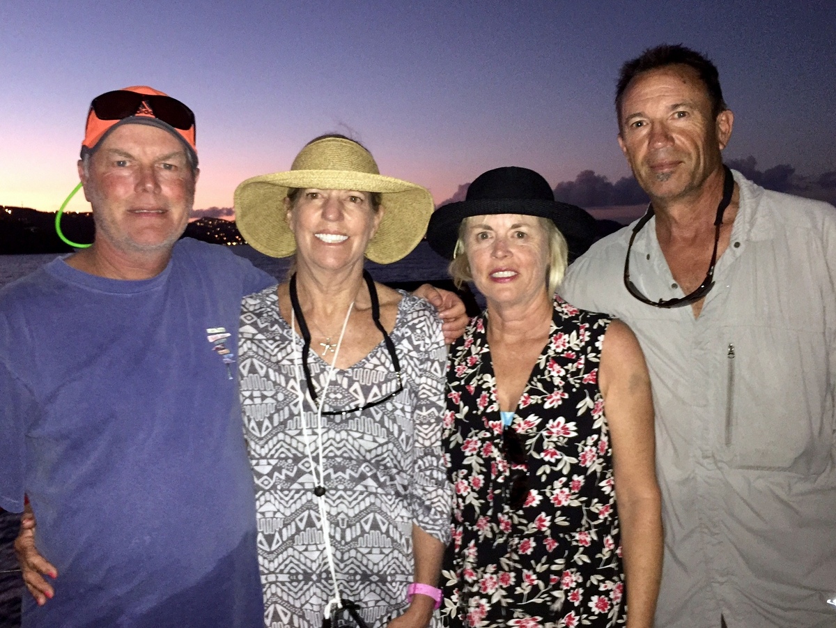 On the ferry, a rare picture of all of us.