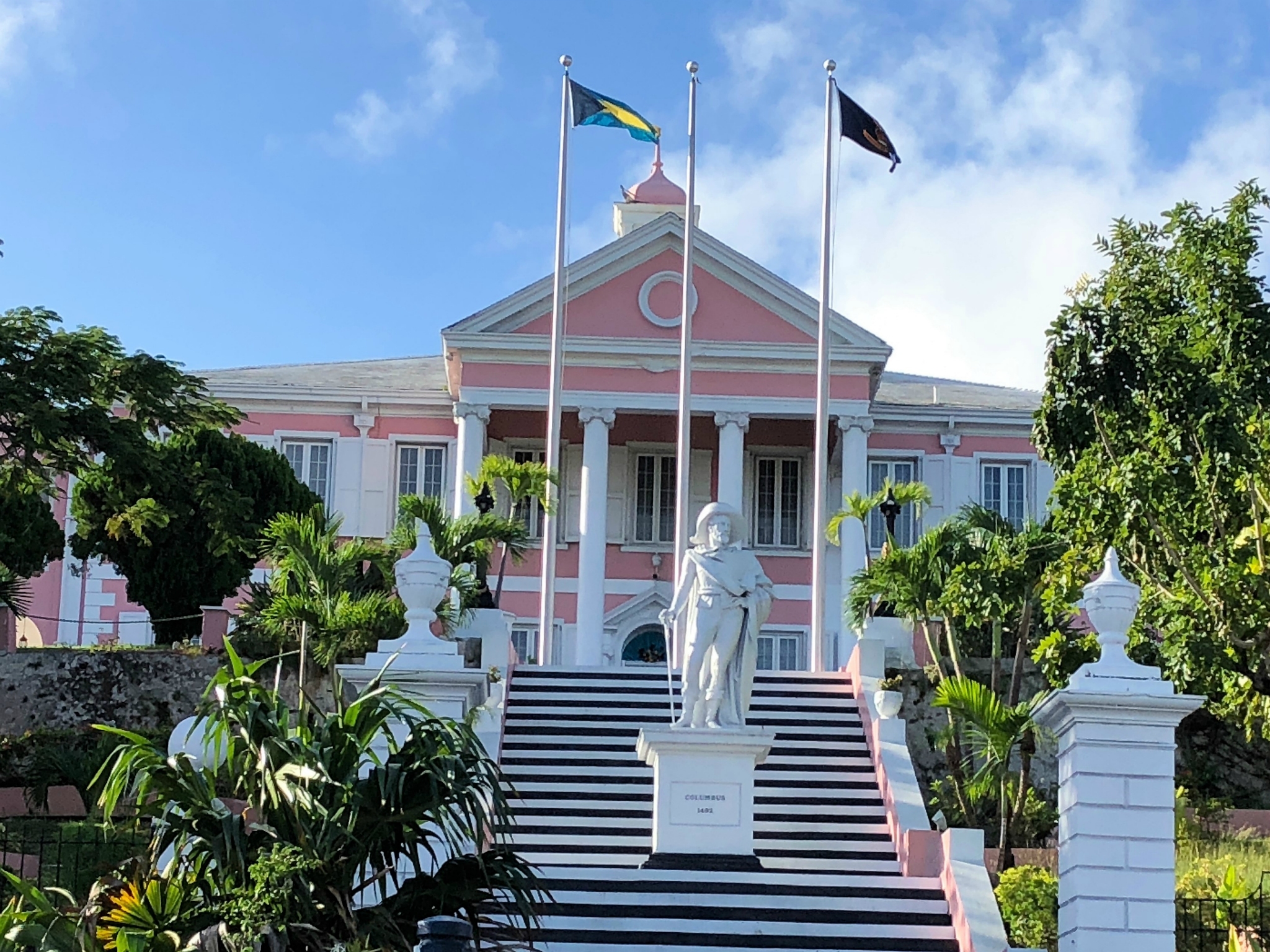 Columbus statue outside government house