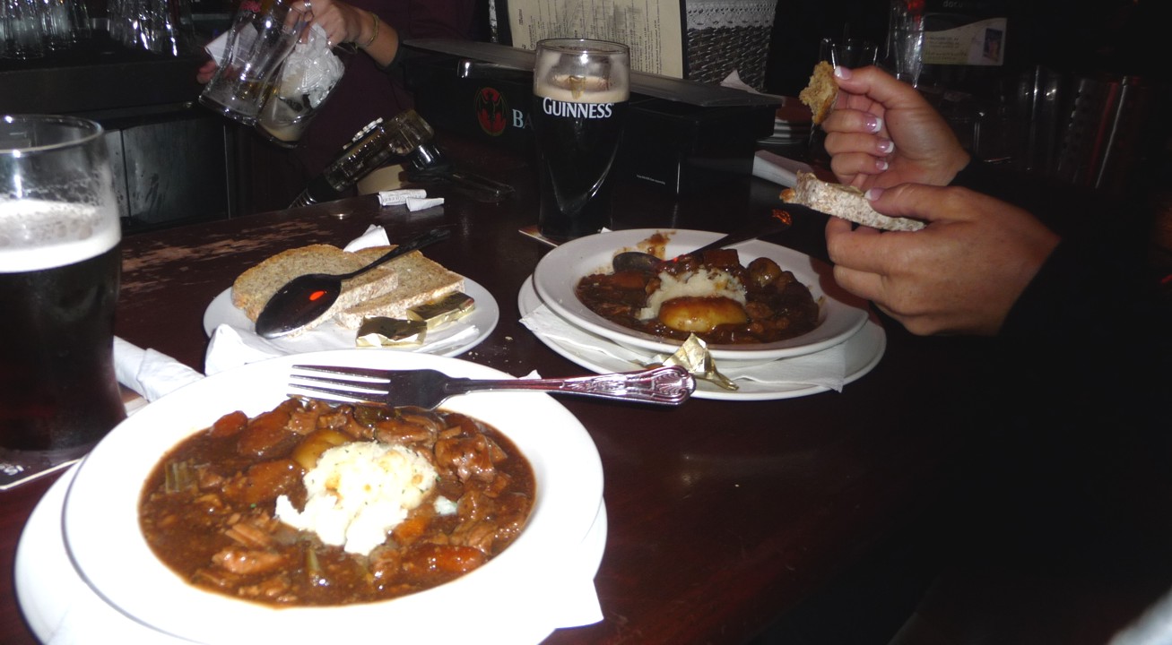 Delicious Guinness stew and a couple pints