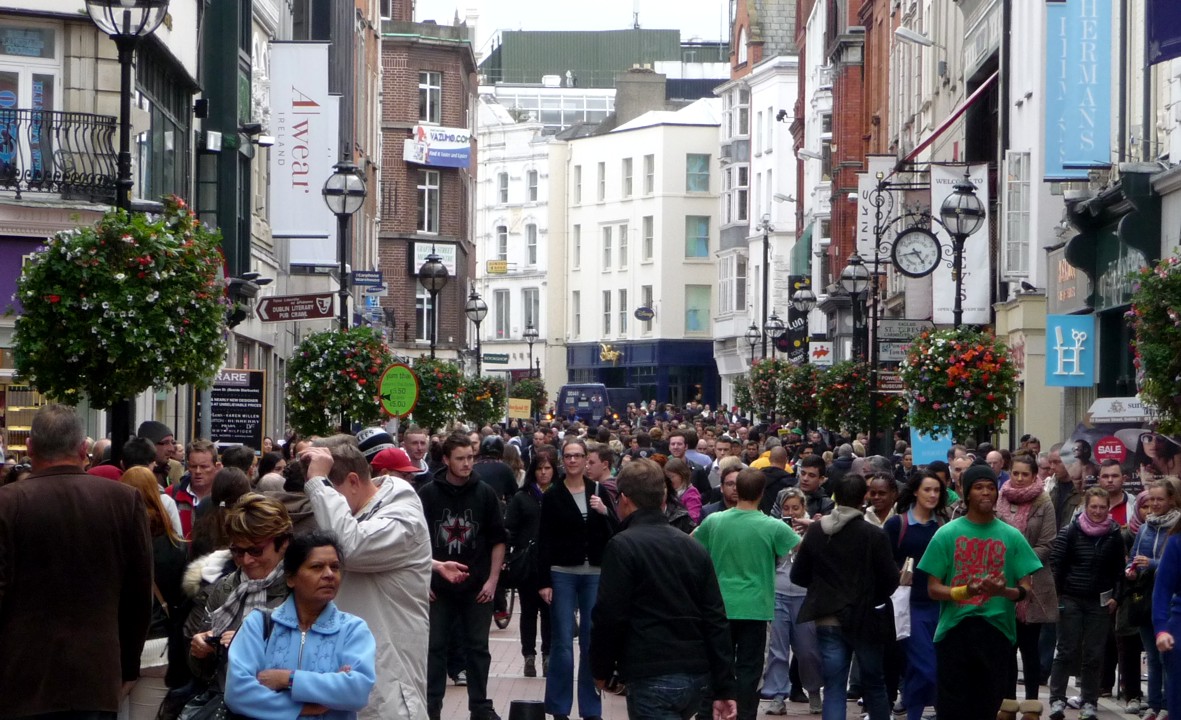 Grafton St. where locals and tourists congregate.