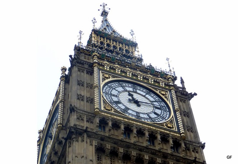 Big Ben, the nickname for the great bell, Built in 1858, the clock face is 23 ft in diameter.