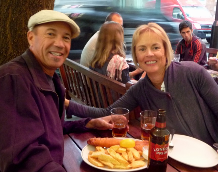 We ate at 'Rock and Sole Plaice' for Fish and Chips. We shared a table with a nice young couple.