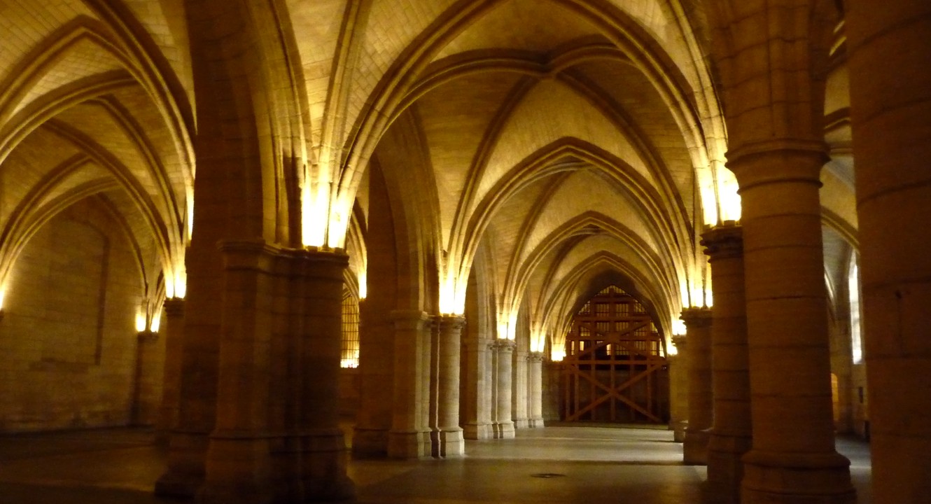 The Hall of the Guards, one of the largest surviving medieval parts of the Conciergerie