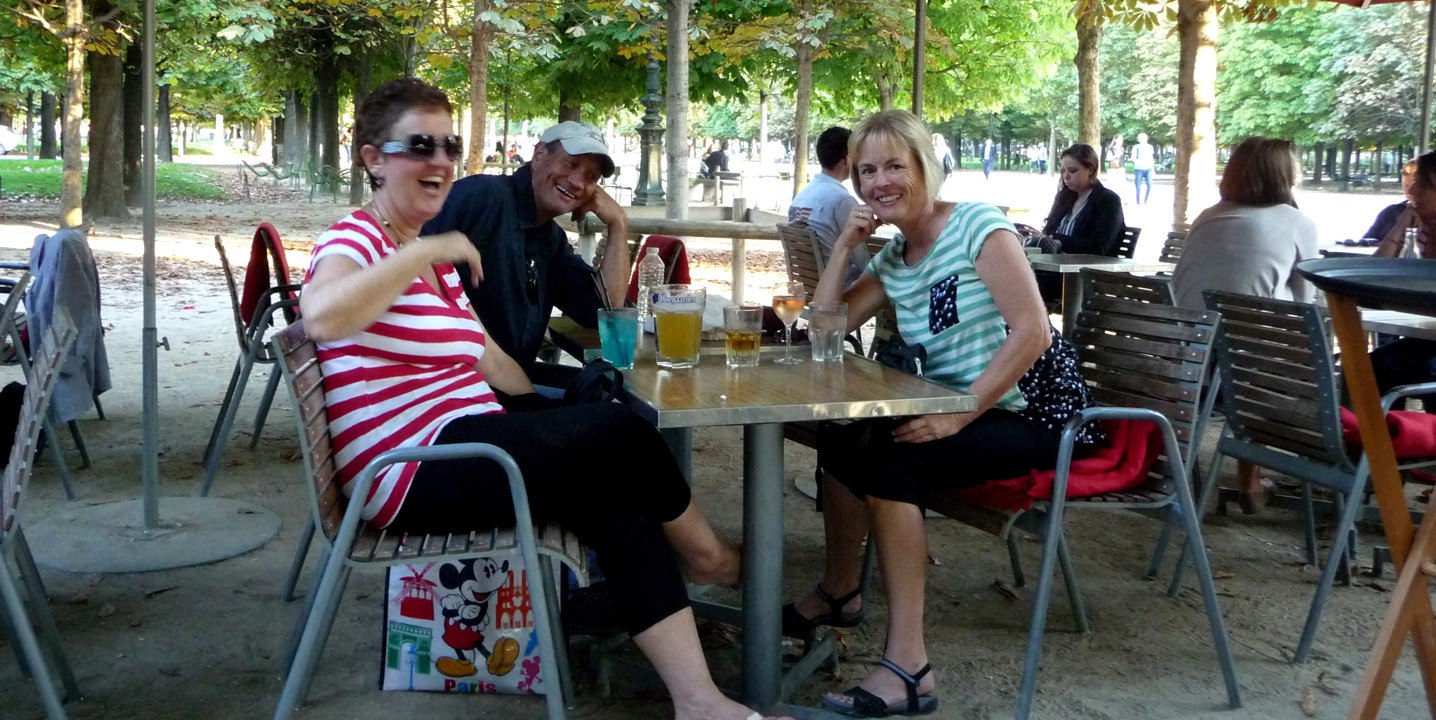 Enjoying a drink at the Tuileries Garden