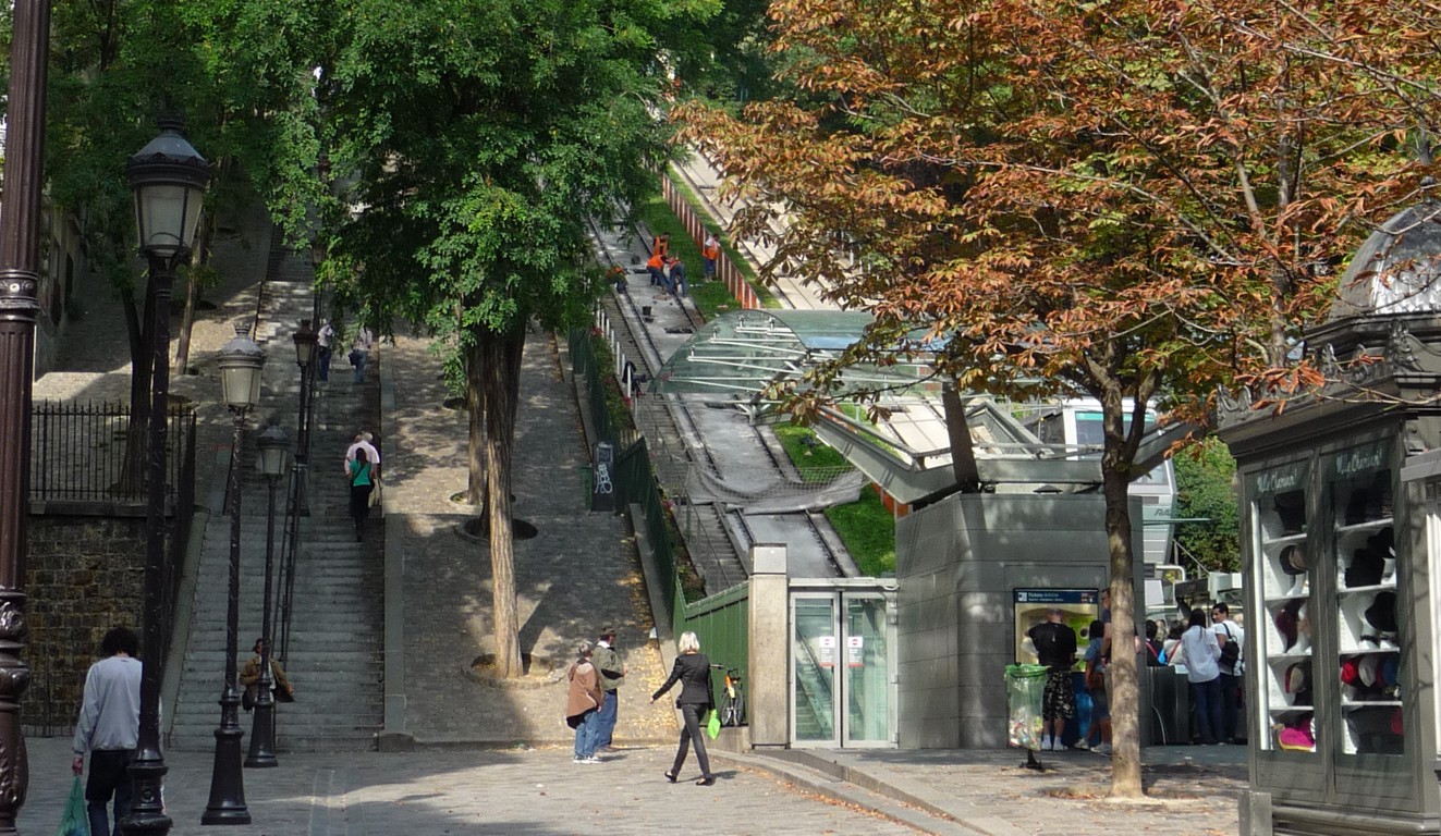 The funicular in the Montmartre district. 