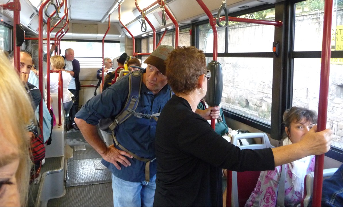 Back at the bike rental, the shopkeeper sold us bus passes back to Rome