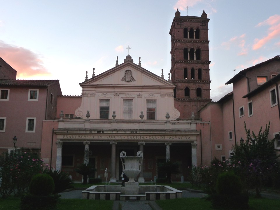 After drinks and appetizers in Trastevere, we wandered into St Celia church