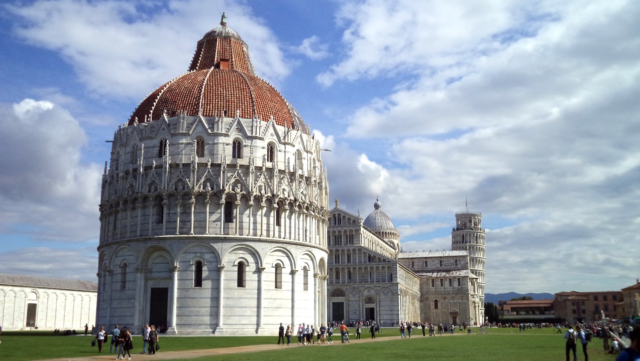 The beautiful baptistery, cathedral, and leaning bell tower