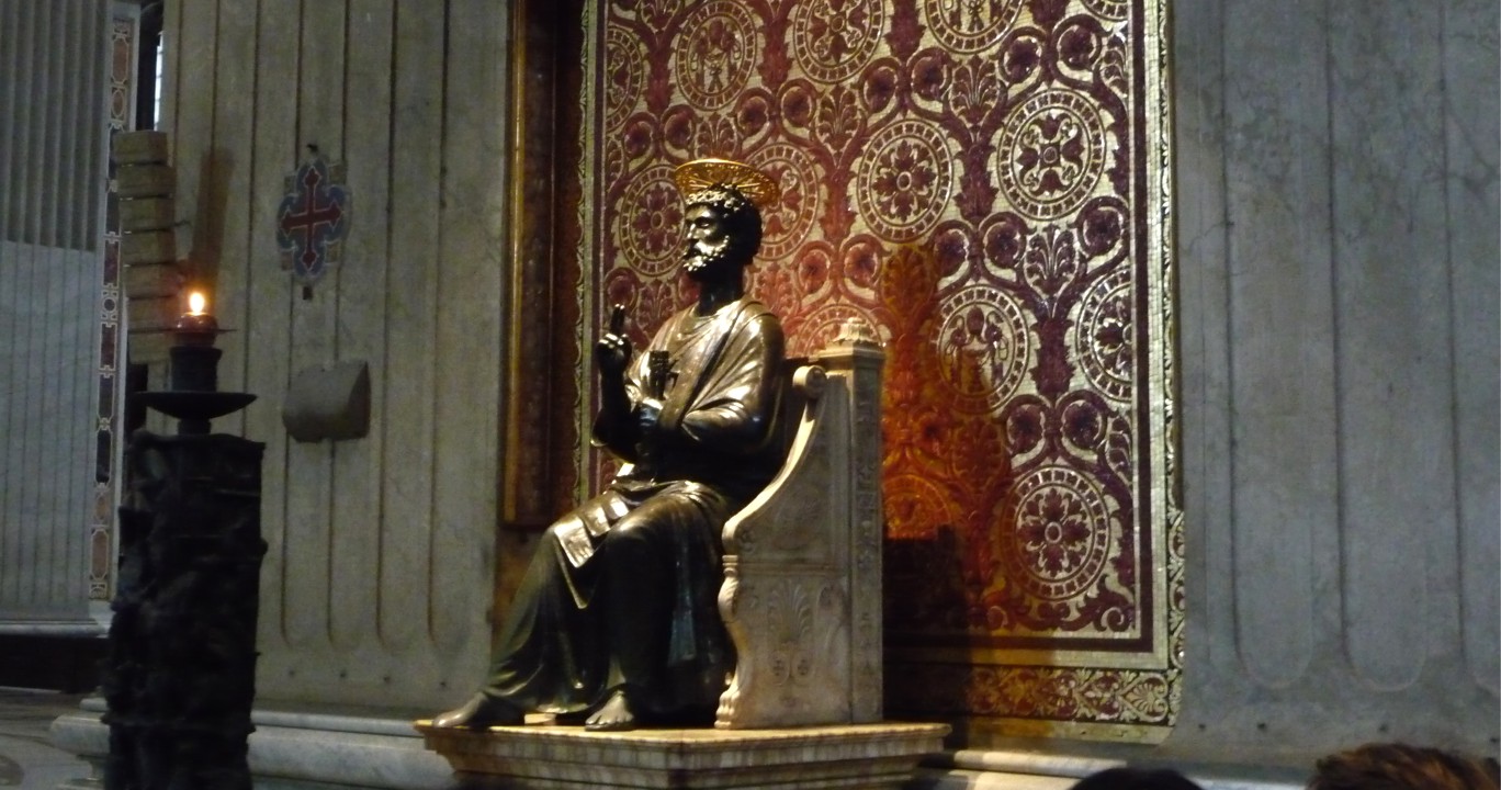 Bronze statue of Saint Peter, his right foot worn from years of touching.