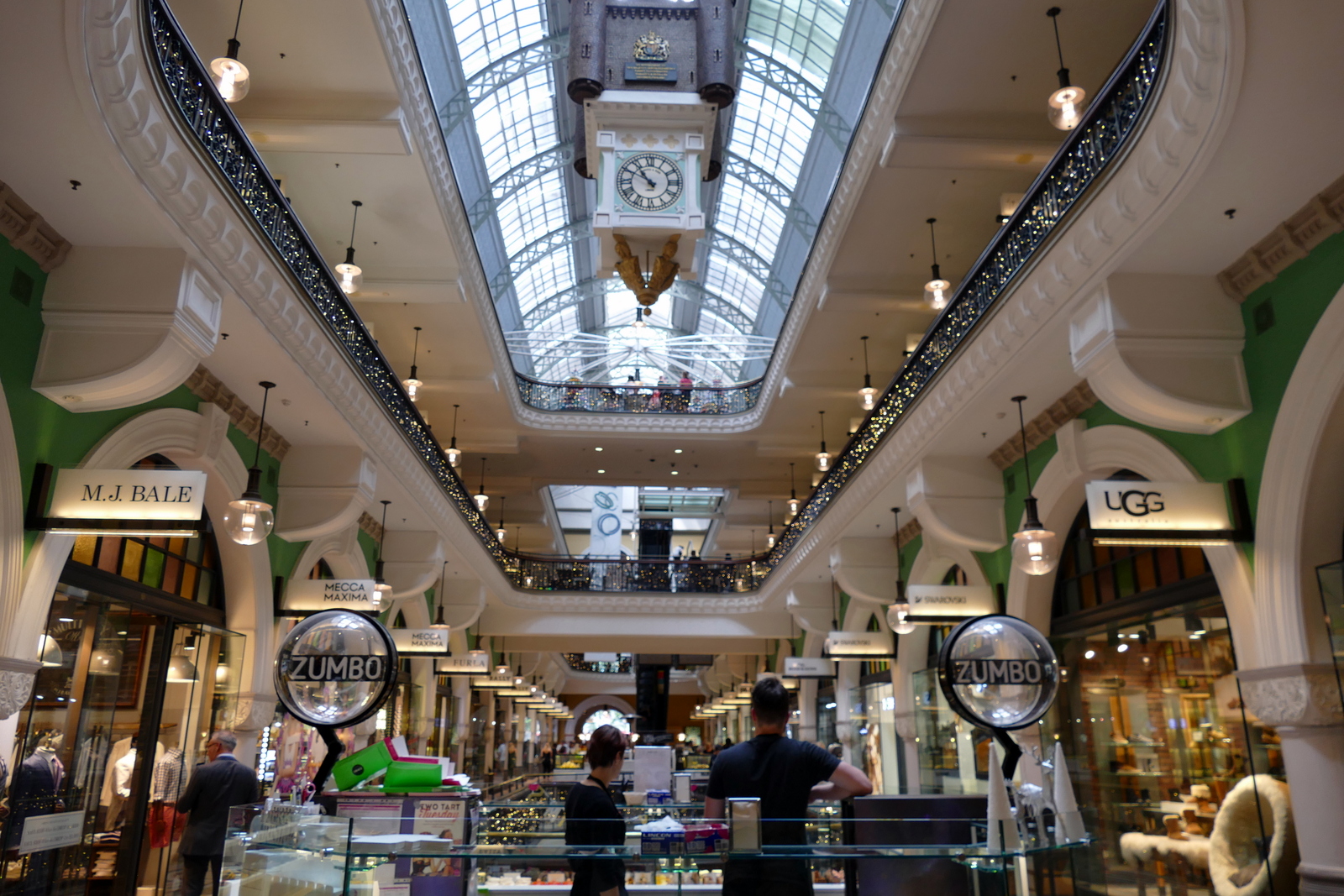 A beautiful mall below the town hall, adjacent to the train station.