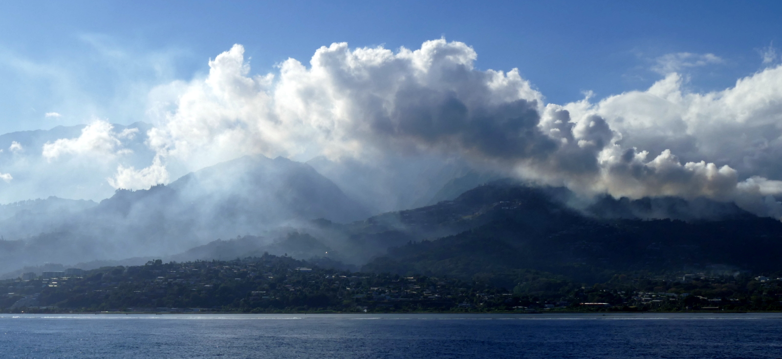 The island of Tahiti. The citizens routinely burn their trash, seemingly where ever and when ever they want.